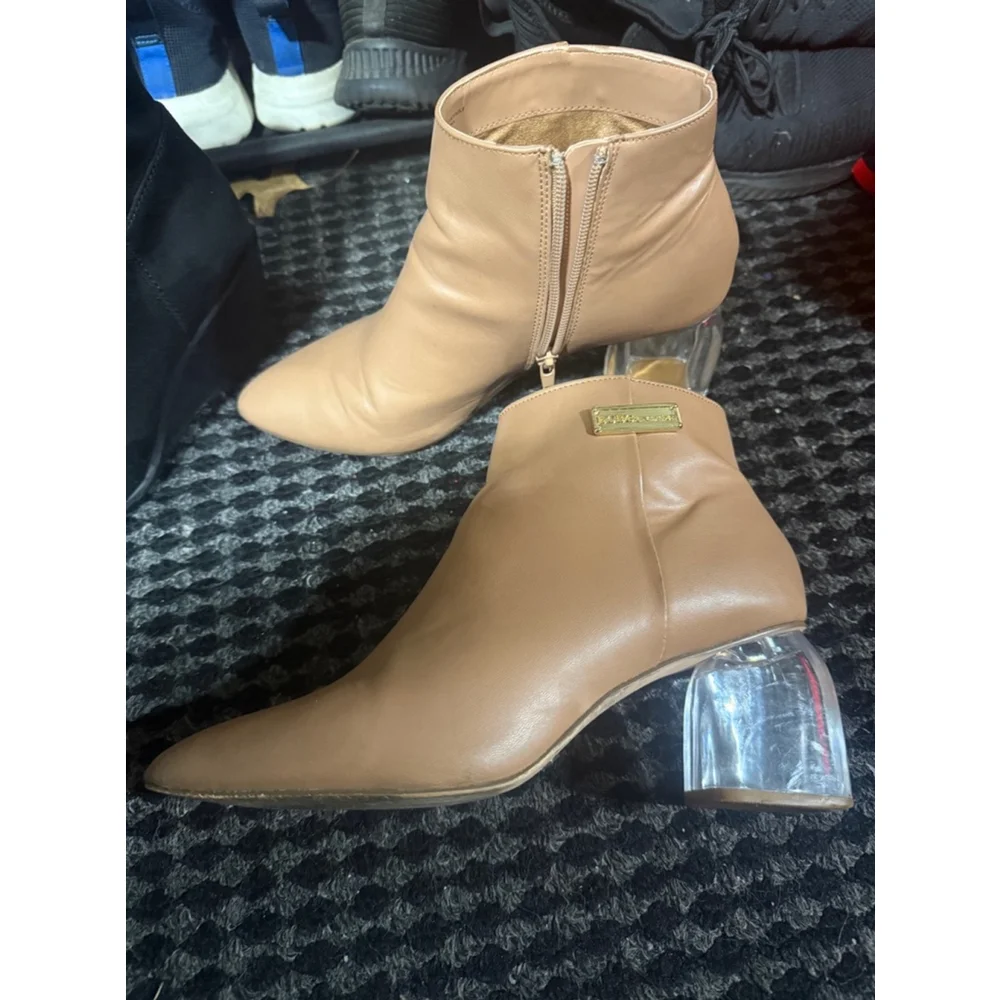 Women's BCBG Generation Tan Ankle Boots with Clear Heel!!! Accepting offers
